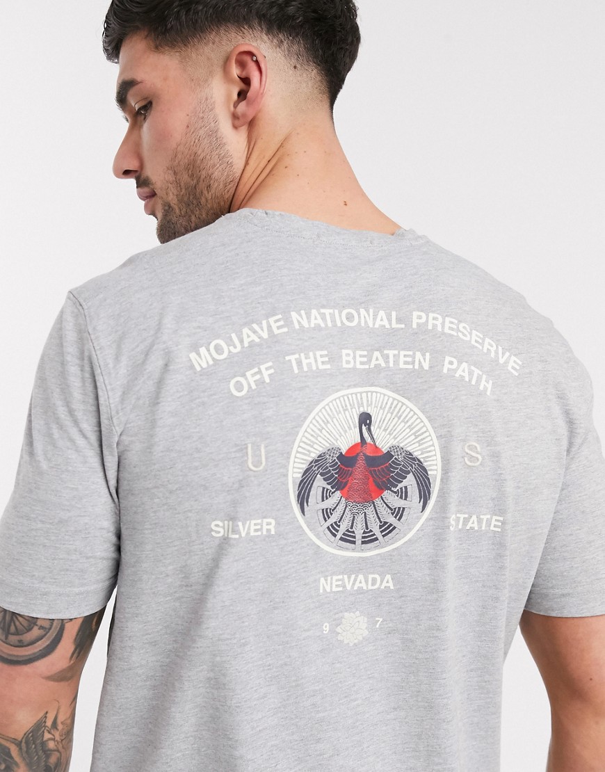 Selected Homme - T-shirt in cotone organico grigio con stampa sulla schiena