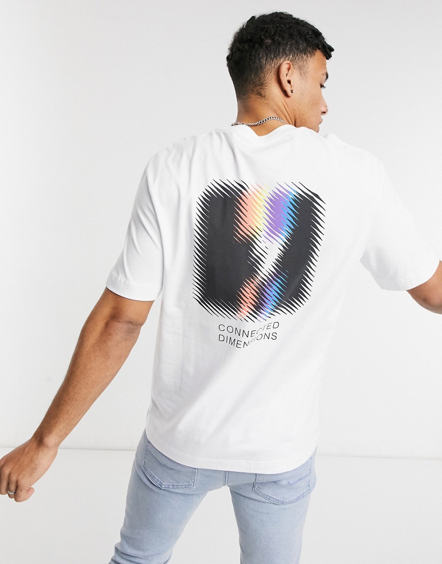 Selected Homme - T-shirt met bergprint op de achterkant in wit