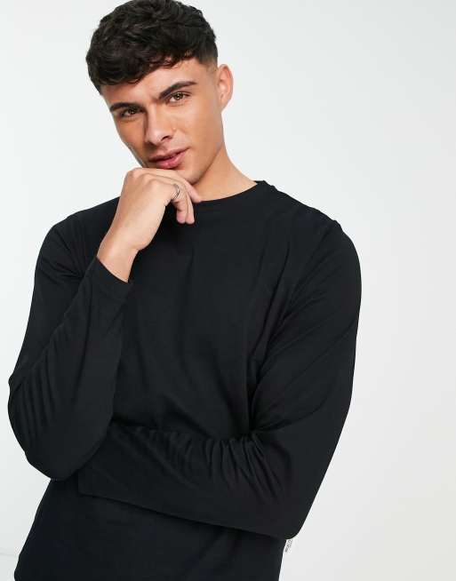 Selected Homme - T-shirt met lange mouwen in zwart