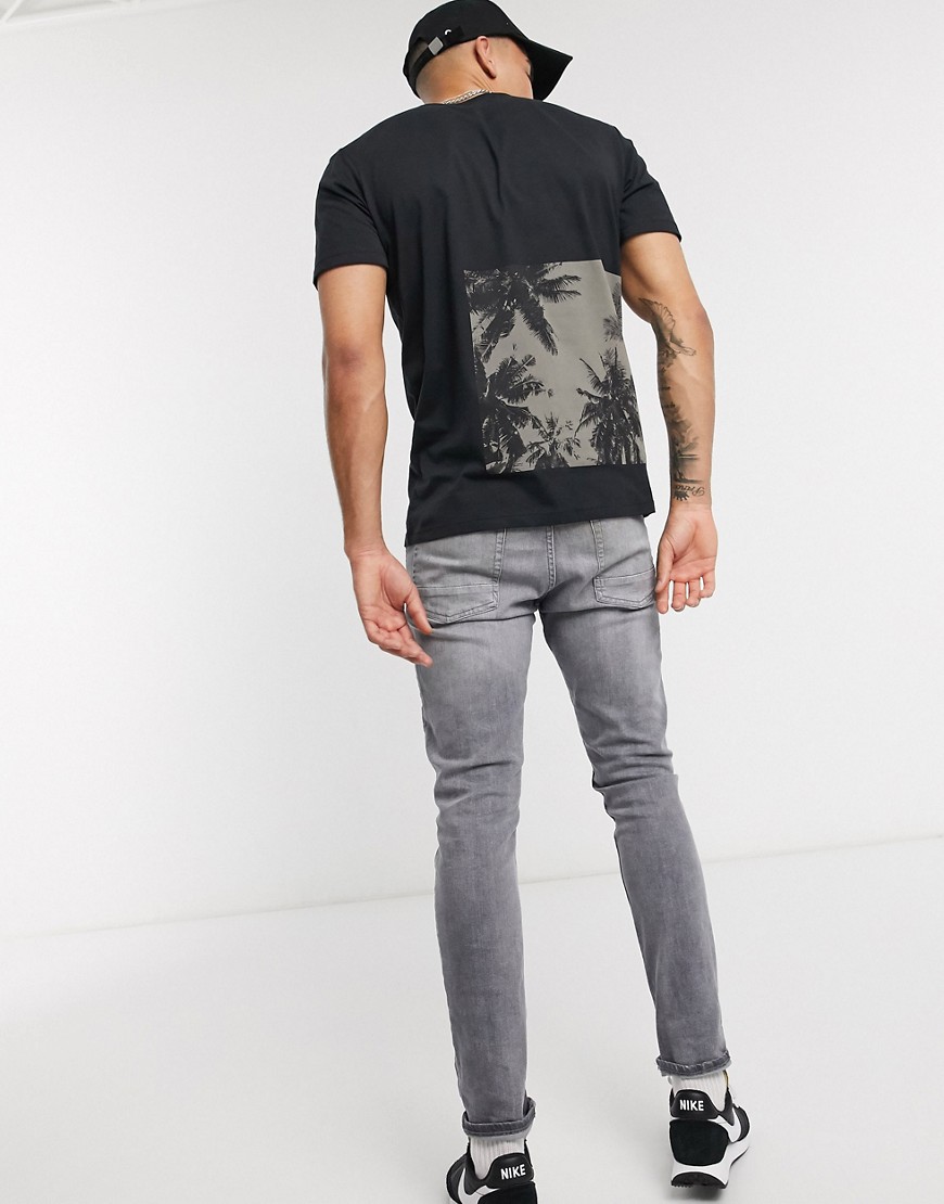 Selected Homme - T-shirt nera con stampa sul retro-Nero