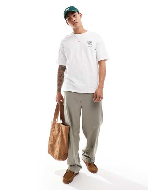 Selected Homme - T-shirt oversize à imprimé fleur au dos - Blanc, 4 de 4