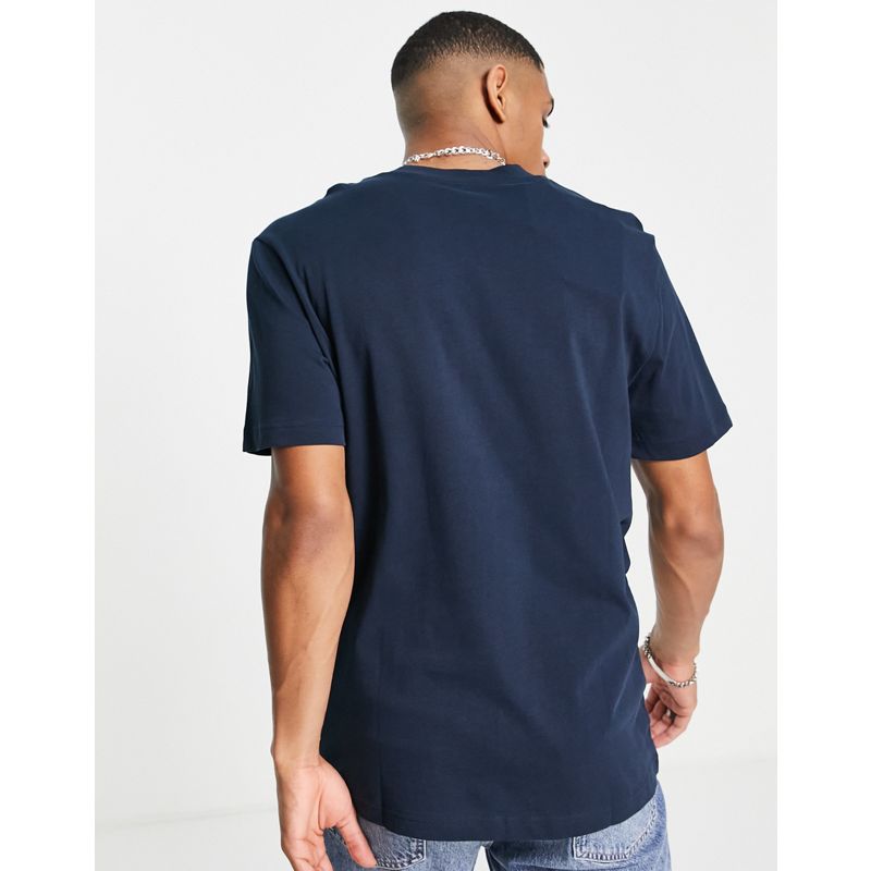 Dt1fa Uomo Selected Homme - T-shirt oversize accollata in cotone organico blu navy