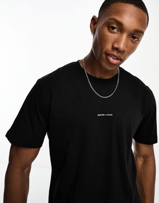 Selected Homme oversized t-shirt with mini chest logo in black - ASOS Price Checker