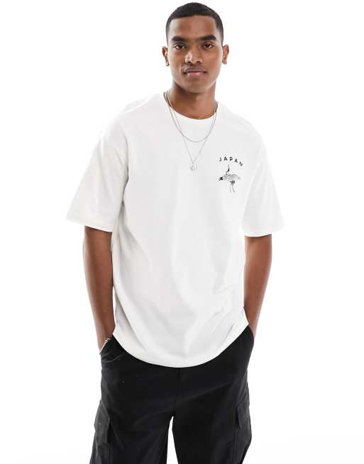 Selected Homme - T-shirt oversize bianca con stampa "Japan" sul retro , 2 di 4