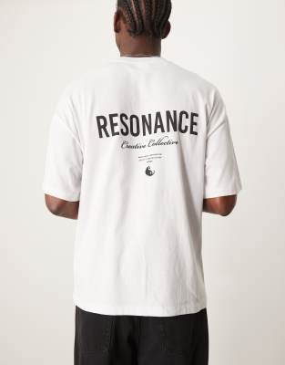 Selected Homme - T-shirt oversize bianca con stampa yin-yang sul retro - view 1
