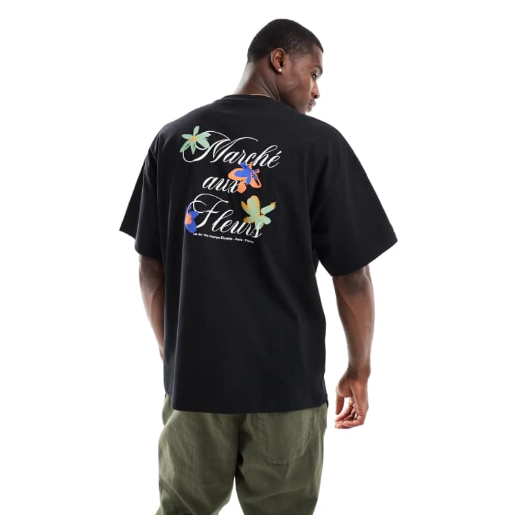 T-shirt Selected Homme Gris à Fleurs – Taille L – 85% Coton, 15% Viscose – Occasion Parfait état