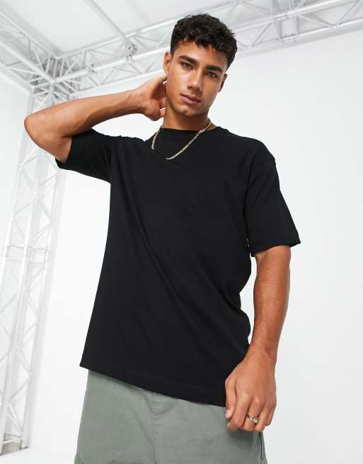 T-shirt noir oversize en coton épais