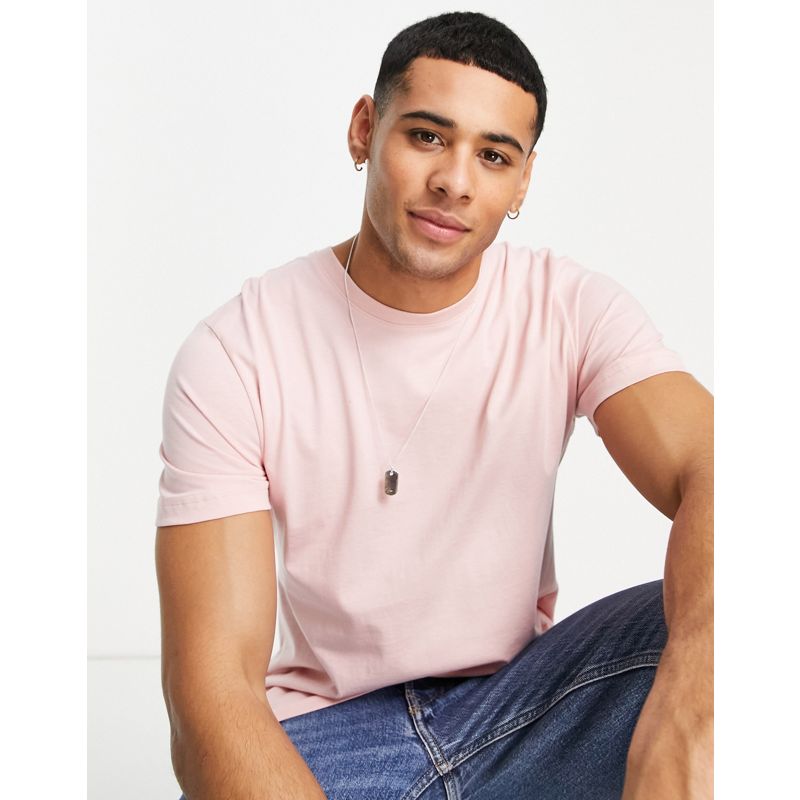 Novità DgCY1 Selected Homme - T-shirt slim girocollo in cotone organico rosa 