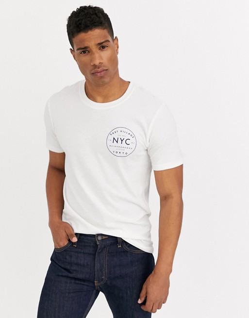 Selected Homme t-shirt with NYC backprint in white