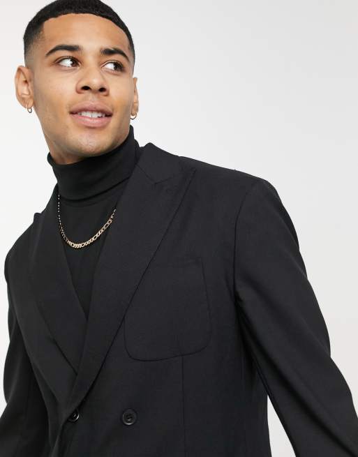 Selected Homme Tailored Studio double breasted blazer in black ASOS