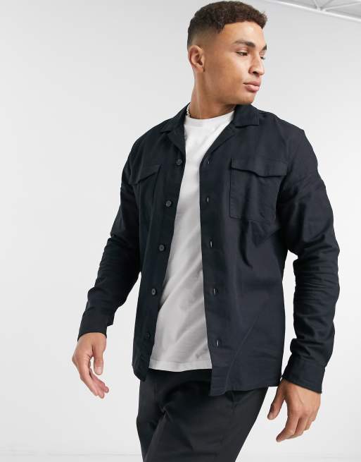 Selected Homme Tailored Studio – Hemdjacke in Schwarz