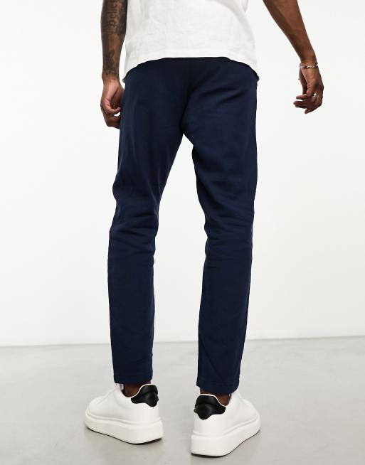 Selected Homme - Tapered, smalle bukser i marineblå hørblanding, 4 af 4