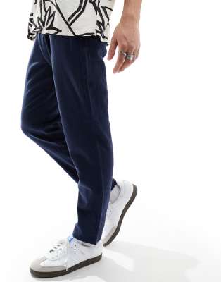 Selected Homme - Tapered, smalle bukser i marineblå hørblanding - view 1