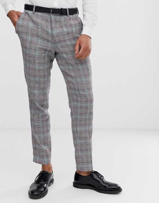 Selected Homme tapered suit pants in check cotton linen | ASOS