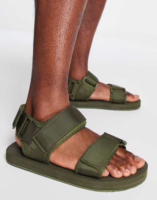 Selected Homme technical strap sandal in khaki green ASOS