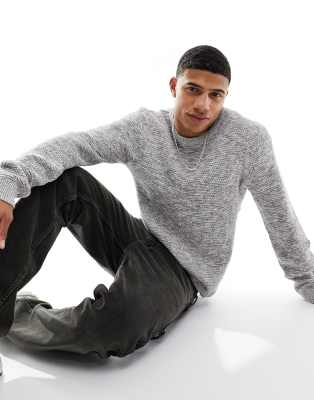 Selected Homme Oversized Knit Sweater In Neutral