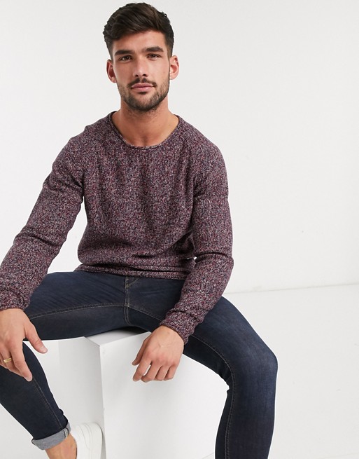 Selected Homme textured lightweight knitted jumper in red
