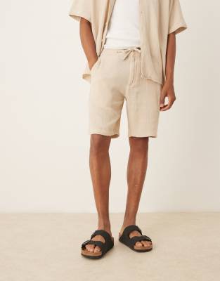 textured shorts in cream - part of a set-White