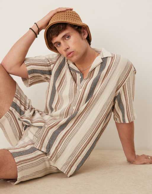 Selected Homme textured stripe shirt in multi (part of a set)