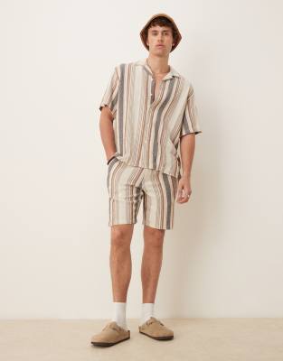 Selected Homme textured stripe shirt in multi (part of a set)