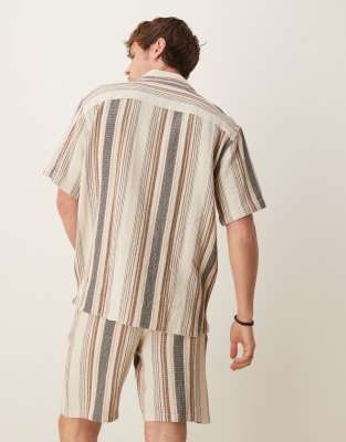 Selected Homme textured stripe shirt in multi (part of a set)