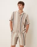 [Selected Homme] Selected Homme textured striped shorts in multi (part of a set) L Egret Multi Stripe
