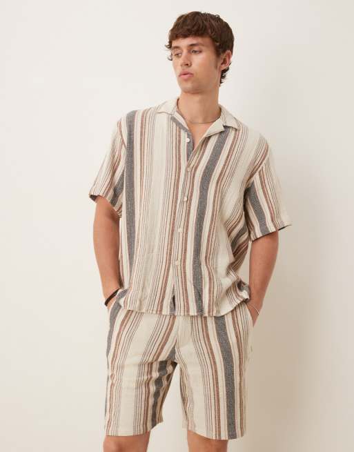 Selected Homme textured striped shorts in multi (part of a set)