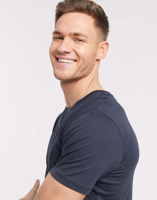 Selected Homme – The Perfect Tee – Marinblå t-shirt i Pima-bomull, 3 av 4