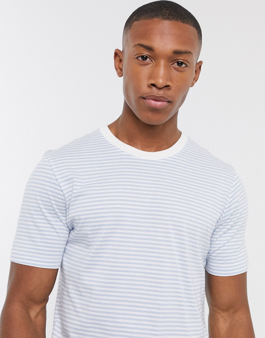 Selected Homme 'The Perfect Tee' pima cotton stripe t-shirt in light blue