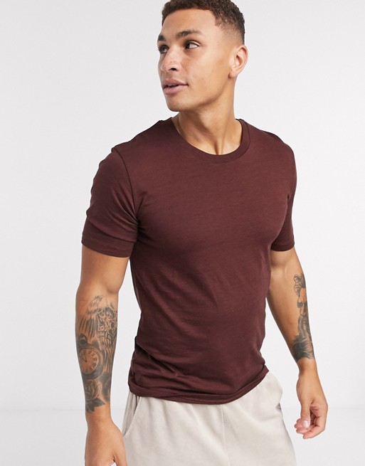 Selected Homme 'the perfect tee' t-shirt in burgundy