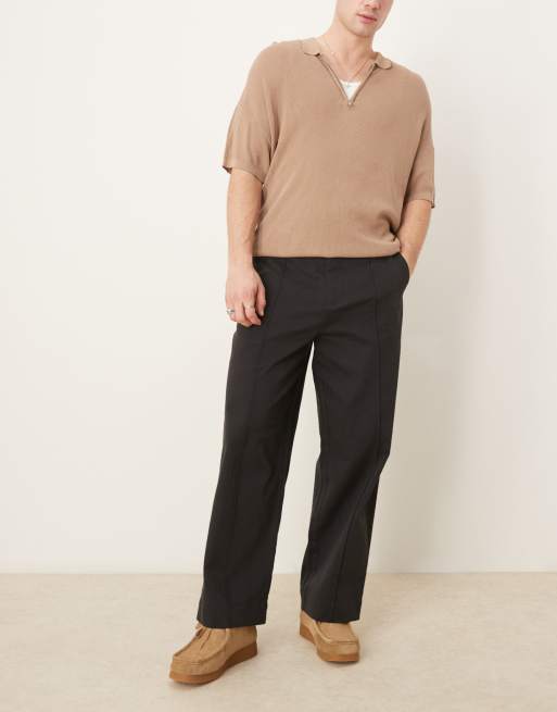 Selected Homme - Tony - Pantaloni a fondo ampio con pieghe neri in cordura