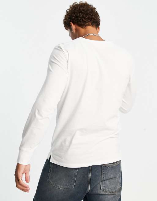 Selected Homme - Top met lange mouwen en henley-hals in wit, 2 van 4