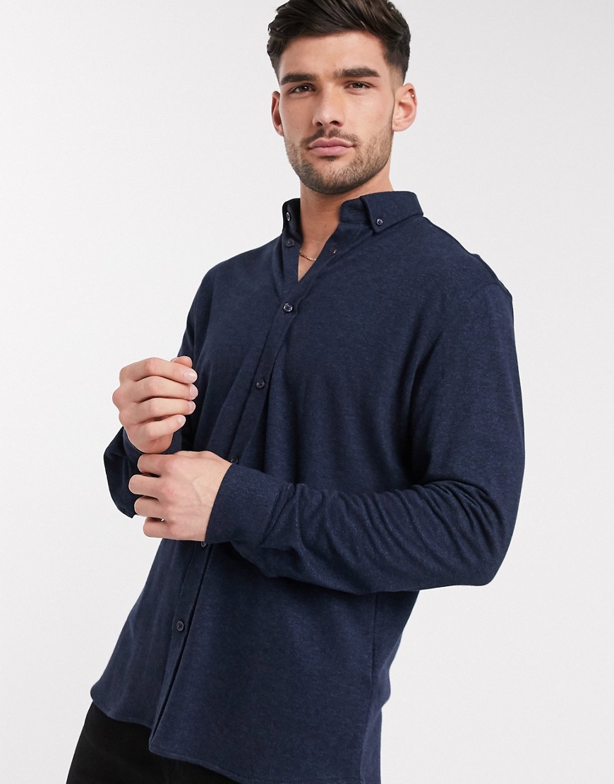Selected Homme - Tricot overhemd in marineblauw