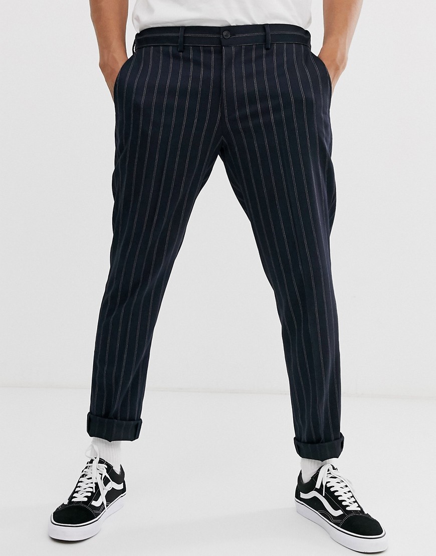 Selected Homme - Twin - Pantaloni gessati blu navy