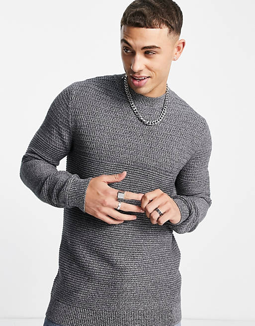 Selected Homme twisted jumper in charcoal