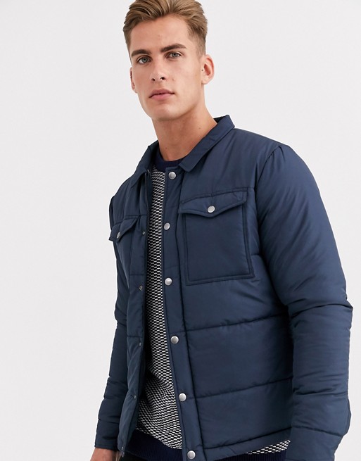 Selected Homme two pocket padded coach jacket in navy