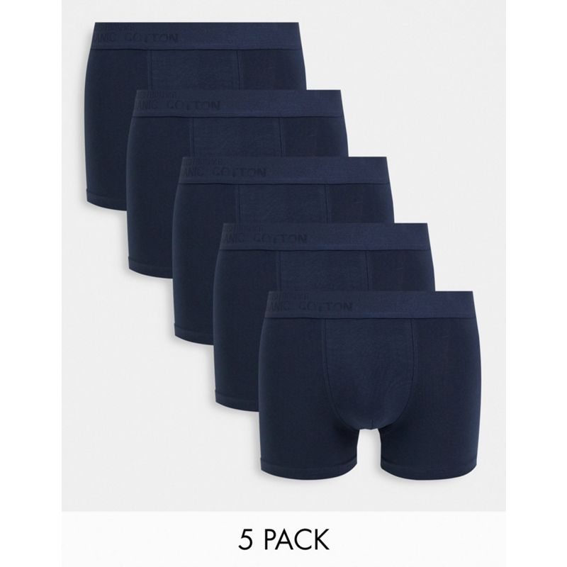 Selected Homme – Unterhosen aus Bio-Baumwolle in Marineblau im 5er-Pack