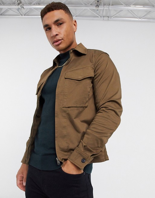 Selected Homme utility coach jacket in brown
