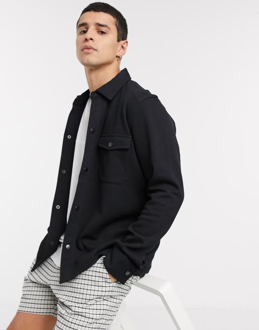 Selected Homme utility jacket in jersey black | ASOS