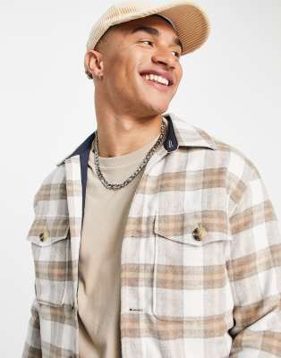 veste carreaux homme beige