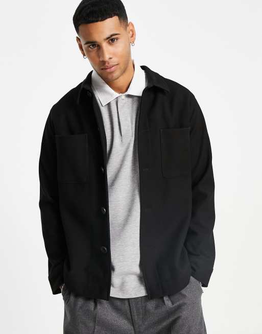 Selected Homme Veste chemise coupe carr e Noir ASOS