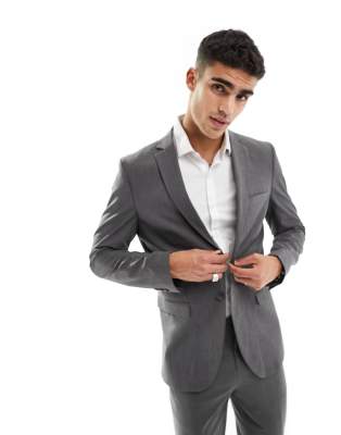 Selected Homme slim fit suit jacket in grey  - ASOS Price Checker