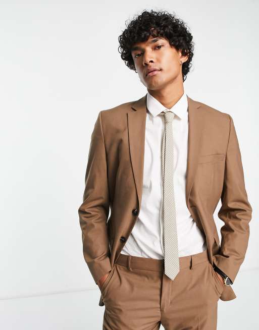 Selected Homme Veste de costume coupe slim Camel