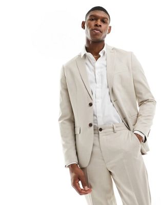 Selected Homme slim fit suit jacket in beige - ASOS Price Checker