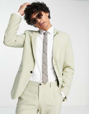 Selected Homme slim fit suit jacket in sage - ASOS Price Checker