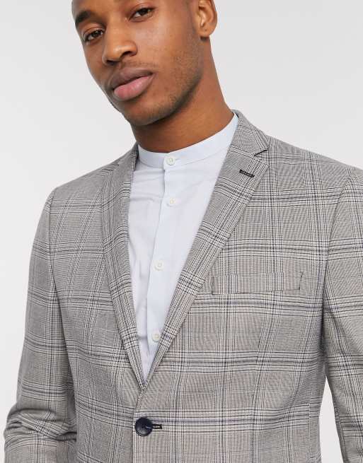 Selected Homme Veste de costume slim stretch avec carreaux style