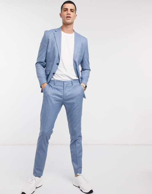 Selected Homme Veste de costume slim stretch Bleu clair