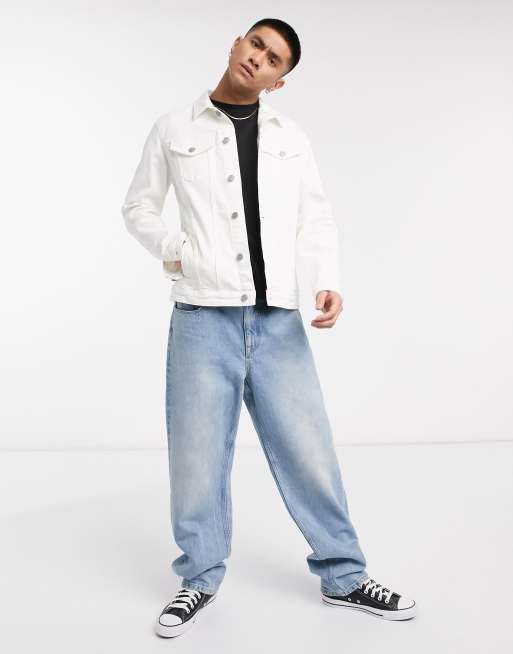 Veste en jean online homme blanche