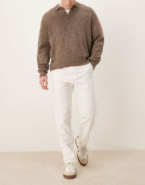 Selected Homme – Vita avsmalnande byxor i linnemix med smal passform - view 1