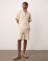 Goldsboro pocketed camp collar shirt in stone